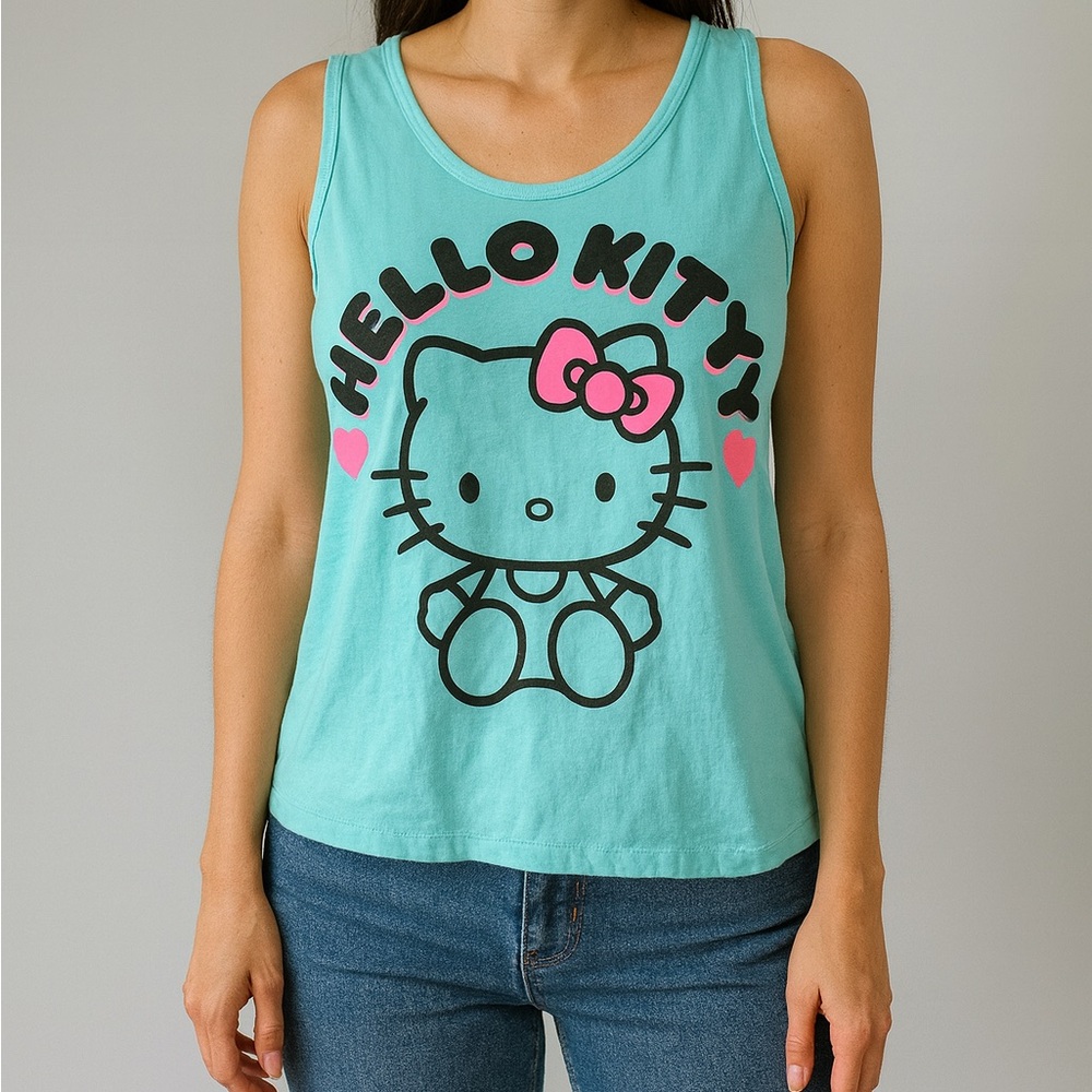 Hello Kitty Teal and White Striped Top